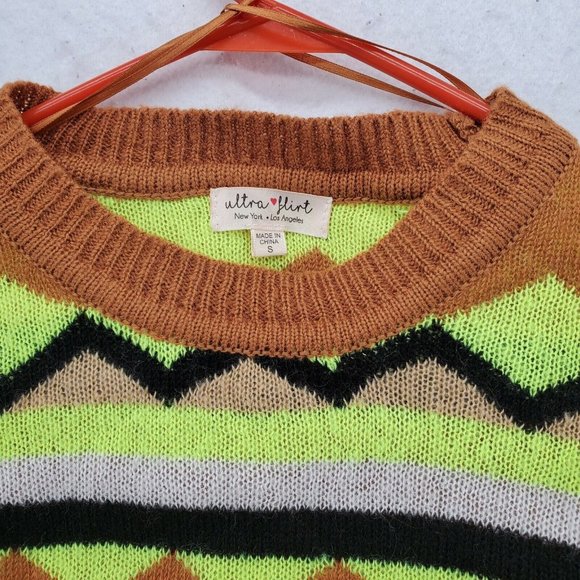 ULTRA FLIRT Sweater Women’s Long Sleeve Geometric Pattern Brown Small - Picture 5 of 10